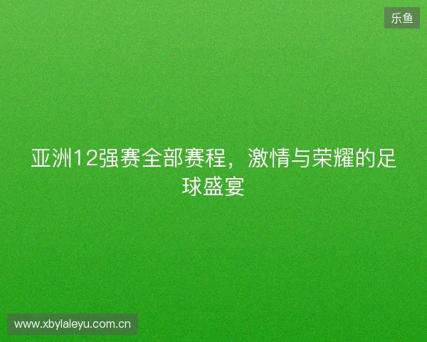 亚洲12强赛全部赛程，激情与荣耀的足球盛宴